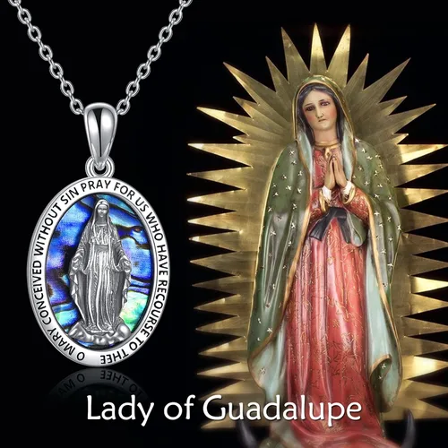 Vista 5 de YFN Collar de plata de ley de San MiguelSan CristófaloJesúsVirgen María para hombres, niños, mujeres, católicoprotectortalismán Miguel Arcángel