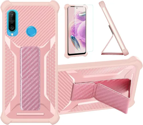 Vista 8 de Case Compatible for Huawei P30 lite New Edition Phone Case Stand Cover [with 1* TempeBlack Glass Screen Protector] Hybrid Case