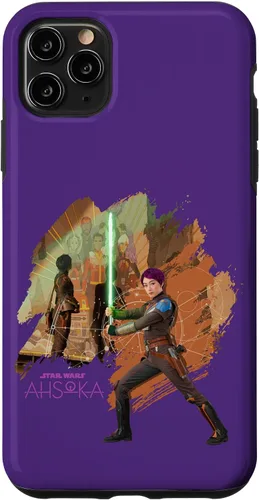 Vista 12 de iPhone 11 Star Wars Ahsoka Part Two Sabine Wren Mural y estuche de sable de luz