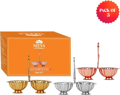 Vista 8 de Shubhkart Haldi Kumkum Stand - Surtido (paquete de 3)