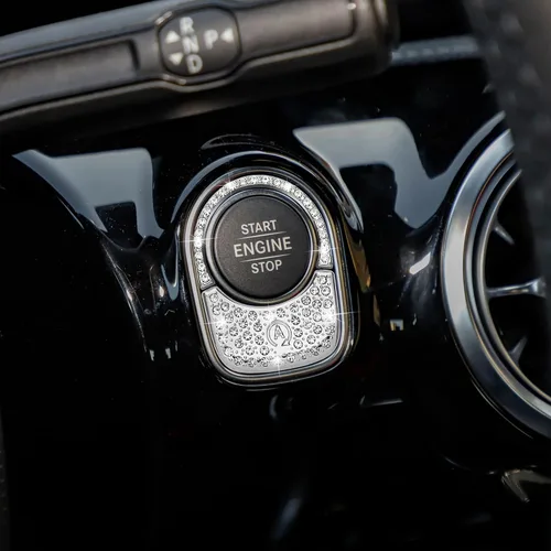 Vista 5 de TOMALL Bling - Cubierta para botón de encendido de motor de automóvil, compatible con Mercedes Benz GLB 2020, anillo de diamantes de imitación