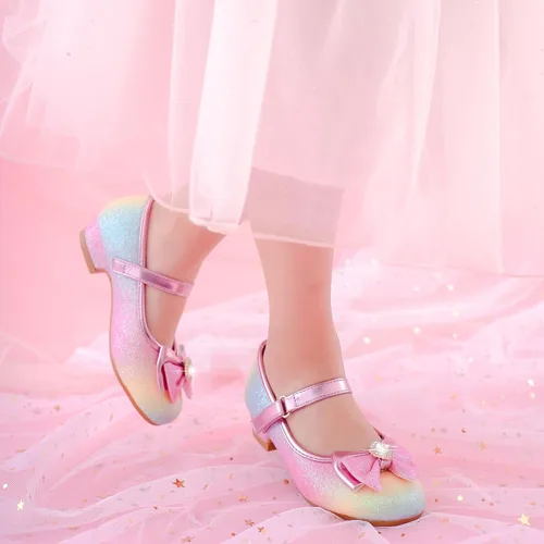 Vista 2 de Furdeour Zapatos de vestir para niñas, zapatos de princesa Mary Jane para bodas, flores, damas de honor, tacones con purpurina para niños pequeños