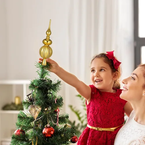 Vista 6 de Artibetter Estrella Brillante para Árbol de Navidad Remates de Árbol de Navidad Pintados a Mano Decoración Superior de Plástico para Temporada