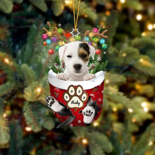 Vista 137 de Adornos personalizados de Pug cervatillo – Decoración personalizada para árbol de Navidad con patas de bolsillo de nieve