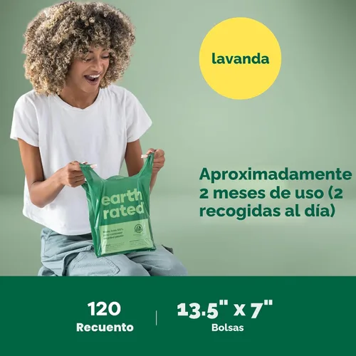 Vista 6 de Earth Rated® Bolsas de residuos de perro con asas (no en rollos), lavanda-aromatizado