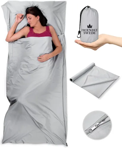 Vista 11 de The Friendly Swede Sleeping Bag Liner - Cold Weather Microfiber or Ultralight Polyester Adult Sleep Sack in 3 Sizes- for Hotel and Camping Sheets