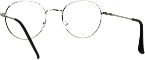 Vista 4 de Gafas de ojo redondas retro con lente transparente clásica con borde de metal de los años 90