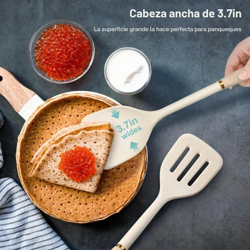 Vista 4 de Armrous - Espátula de silicona sólida de 14 pulgadas, espátulas antiadherentes de mango largo para cocinar, espátula de goma grande resistente al