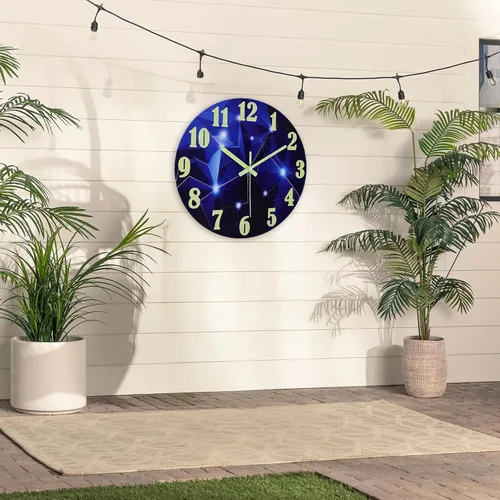 Vista 5 de jomparis Relojes al aire libre impermeable 12 pulgadas Galaxy Night Light Reloj de pared de vidrio para piscina patio baño 12''Sky