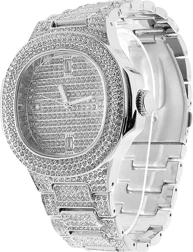 Vista 2 de Charles Raymond Bling Bling Bling Hip Hop Iced Out Watches Nauti Designer Look Full Shiny Diamond Reloj, esfera y pulsera 8967ST10266, 8967ST10266