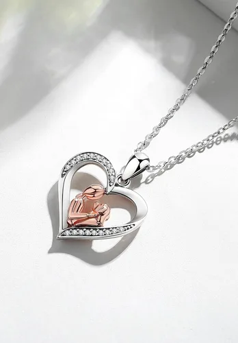 Vista 3 de INFUSEU Collar de plata de ley con corazón para mujeres y niñas, regalo para amantes de las mascotas, cadena de 18.0in