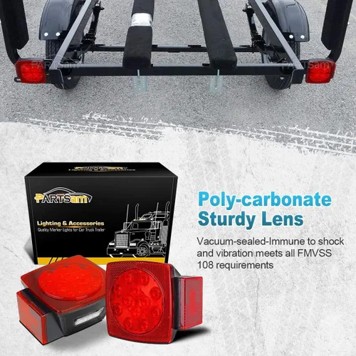 Vista 6 de Partsam Luz LED cuadrada impermeable de 12 V, resistente al agua, cable de remolque en línea de 7 vías con caja de conexiones de 7 bandas