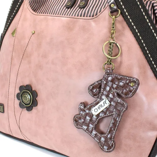 Vista 2 de Chala Bolsos polvo Rose hombro bolso bolsa Bolsa con perro llaveroCoin Purse, L