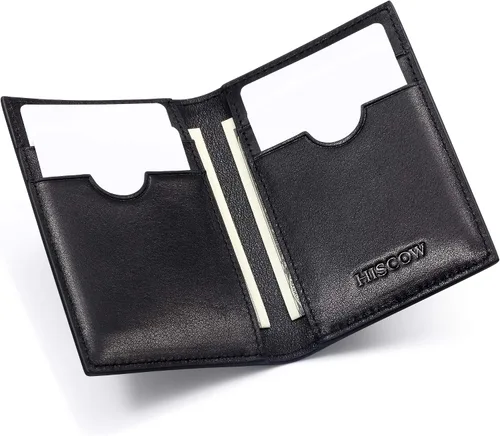 Vista 3 de Slim Leather Credit Card Holder 4cc for Men & Women, Italian Calfskin (Black)