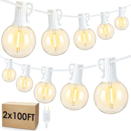 Vista 11 de Mlambert Luces de Cadena LED para Exteriores de 100 Pies, Luces Regulables para Patio Globo G40 con 50+3 Bombillas Impermeables Inastillables