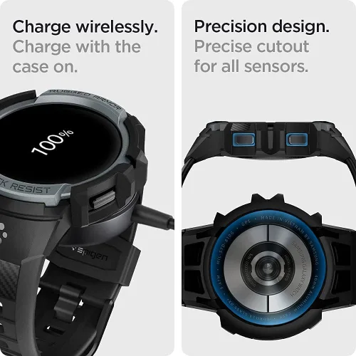 Vista 6 de Spigen Rugged Armor Pro - Correa diseñada para Samsung Galaxy Watch FE (2024), 5 de 1.575 in (2022), 4 de 1.575 in (2021) con protector de funda