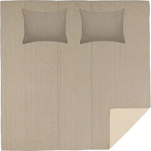 Vista 4 de VHC Brands Sawyer Mill Ticking Stripe - Juego de edredón tamaño Queen, color gris carbón