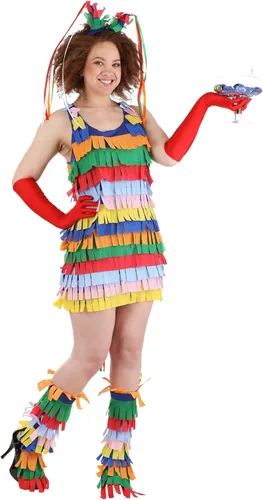 Vista 8 de Disfraz de piñata para mujer, disfraz sexy de piñata, Multi