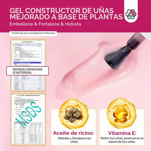 Vista 3 de Kit de Gel para Construcción de Uñas Saviland con Taladro de Uñas: Gel Constructor de Aceite de Ricino con Vitamina E en Botella, 6 Colores, 10 ml