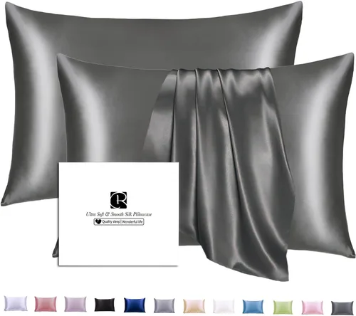 Vista 8 de Ravmix Fundas de almohada de seda con cremallera, de seda de morera de 21 momme para la salud del cabello y la piel, funda de almohada suave, lisa
