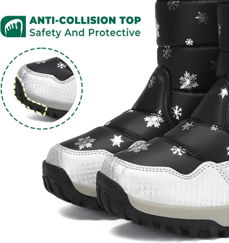 Vista 5 de Mishansha - Botas de nieve para niñas, niños niños pequeños niños grandes invierno, cálidas, impermeables, antideslizantes, anti colisión, corte