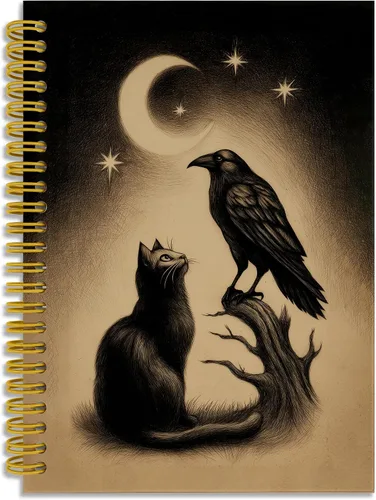Vista 6 de Dark Witchy Moon Stars Notebook Journal, Celestial Astrology Witchy Gifts for Women Journal, Crescent Moon Face Starry Forest Spiral Notebook