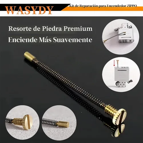 Vista 6 de Kit de reparación de encendedor, juego de pedernal y mecha compatible con encendedores Zippo, piedras de pedernal, mecha de algodón de cobre