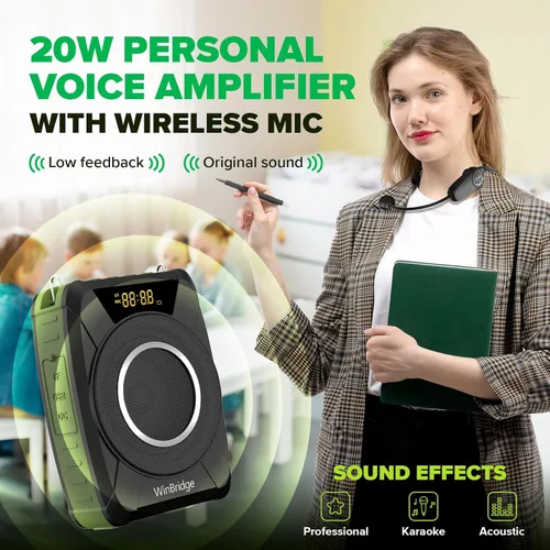 Vista 3 de Amplificador de voz impermeable con micrófono inalámbrico M801 20W Microphone with Speaker Portable Megaphone with Mic, Bluetooth Personal PA