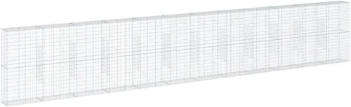 Vista 98 de vidaXL Cesta de gavión con tapa, 39.4 x 19.7 x 39.4 pulgadas, hierro galvanizado rectangular, resistente a la intemperie, montaje sin herramientas