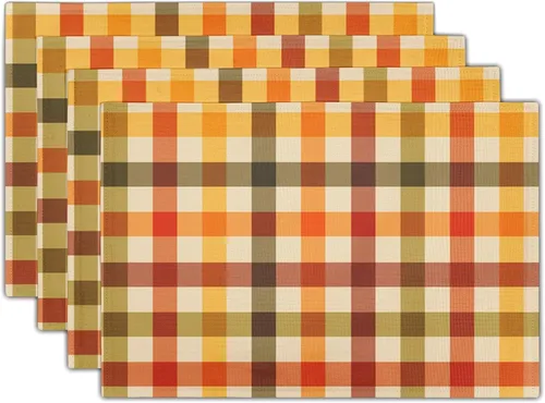 Vista 26 de Fall Placemats 12×18 Inches Set of 4 Autumn Leaves Festival Indoor Kitchen Dining Table Place Mats for Home Party Decoration