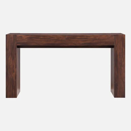 Vista 7 de OKD Moderna mesa consola de entrada, mesa de sofá con cajones, mesa de pasillo de 63 pulgadas de largo detrás del sofá, diseño de madera gruesa