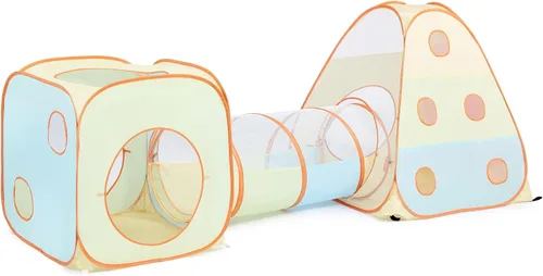 Vista 6 de UTEX Tienda de campaña desplegable 3 en 1 con túnel, pozo de pelotas para niños, niñas, bebés y niños pequeños, casa de juegos para interiores