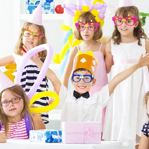 Vista 4 de Hooqict 9 Piezas Gafas de Ladrillos de Construcción DIY Artículos de Fiesta para Niños Decoraciones y Suministros de Fiesta de Cumpleaños