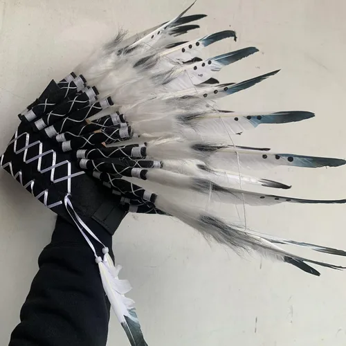 Vista 9 de Tocado nativo americano unisex niños adultos estilo indio tocado pluma de inspiración americana tocado para fiesta de vestir