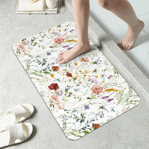 Vista 11 de Alfombra de baño para baño, patrón bohemio clásico, antideslizante, secado rápido, lavable a máquina, cómoda alfombra de baño para baño, bañera