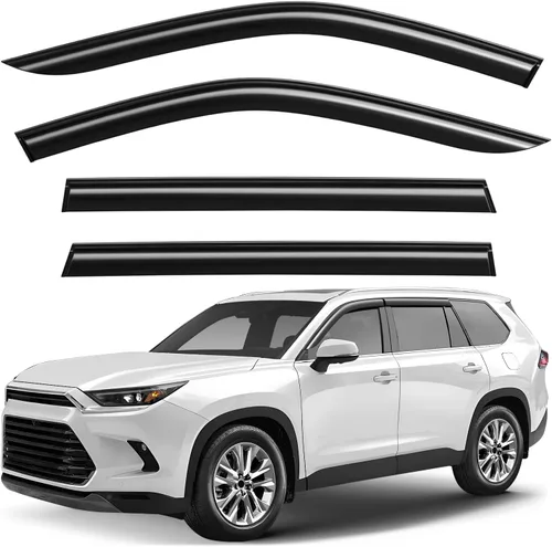 Vista 13 de Deflectores de ventana tintados ahumados con cinta adhesiva para ventana lateral, deflectores de lluvia compatibles con Toyota RAV4 2013-2018 - 4