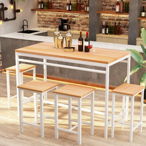 Vista 3 de DKLGG Juego de mesa de comedor para 4 mesas de cocina y sillas para 4, mesa de cocina pequeña con 4 taburetes, juego de mesa de comedor de madera