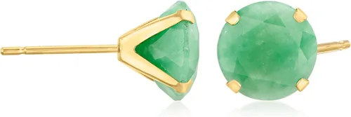 Vista 3 de Ross-Simons Aretes de tuerca Martini de jade de 0.315in en oro amarillo de 14 quilates, Gema, jade