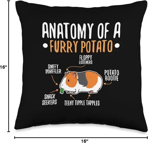 Vista 4 de Funny guinea pig furry potato real anatomy Anatomy of A Furry Potato - Almohada de patata, 16 x 16 pulgadas, multicolor