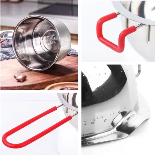 Vista 2 de Paquete de 2 ollas de acero inoxidable con doble caldera de chocolate, olla para derretir jabón, velas, caramelos, caramelos, velas, cera, a prueba