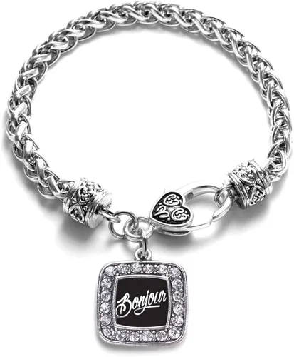 Vista 96 de Pulsera de dijes cuadrados de plata con joyería de circonita cúbica
