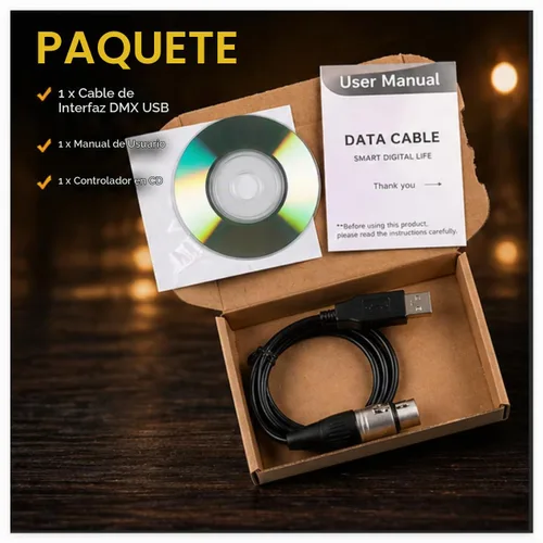 Vista 6 de Adaptador de interfaz USB a DMX LED DMX512 RS485 Convertidor Nivel de señal Computadora PC Etapa Controlador Cable (6 pies)