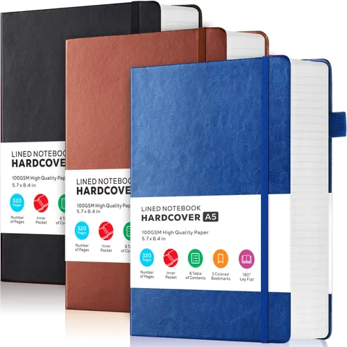 Vista 28 de FOCUS DAY Cuaderno de tapa dura 8.5 x 11, cuaderno de 320 páginas tamaño A4 grande para la universidad con líneas para la escuela y el trabajo, gran