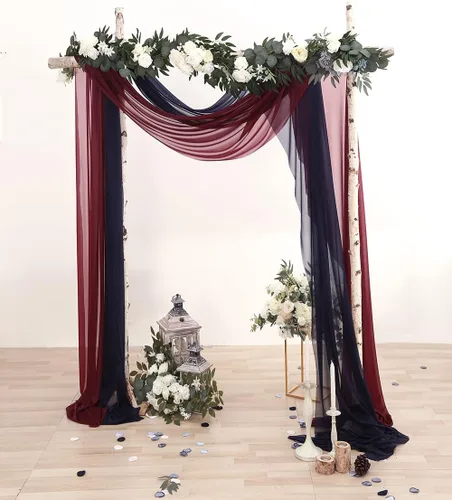 Vista 3 de 2 paneles de cortinas de arco de boda de 20 pies sin arrugas, tela drapeada, ligeramente brillante para decoración de ceremonia de boda, recepción