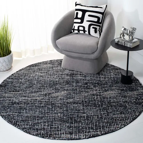 Vista 111 de SAFAVIEH Abstract Collection - Alfombra decorativa, 2 x 3 pies, color negro y marfil, lana hecha a mano, ideal para zonas de alto tráfico