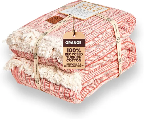 Vista 35 de Gold Case - Manta para sofá, mantas y mantas 100% algodón turco reciclado, mantas suaves Buffalo para sala de estar, manta tejida decorativa Boho