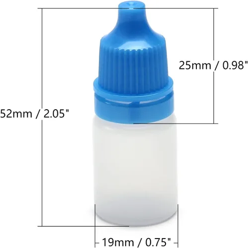 Vista 2 de Bettomshin 20 Uds Botella de plástico con cuentagotas de 0.2 fl oz Botellas de gota de boca pequeña Botella gotero Líquido Exprimible Vacío Botella