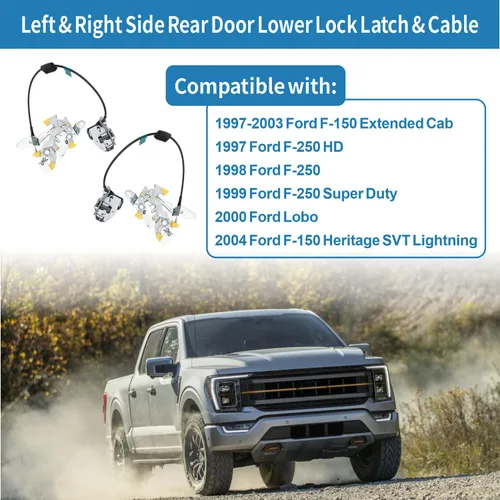 Vista 2 de Pestillos de bloqueo inferiores de puerta trasera - Lado izquierdo del conductor y lado derecho del pasajero - Reemplazo para Ford F-150 F-250 HD