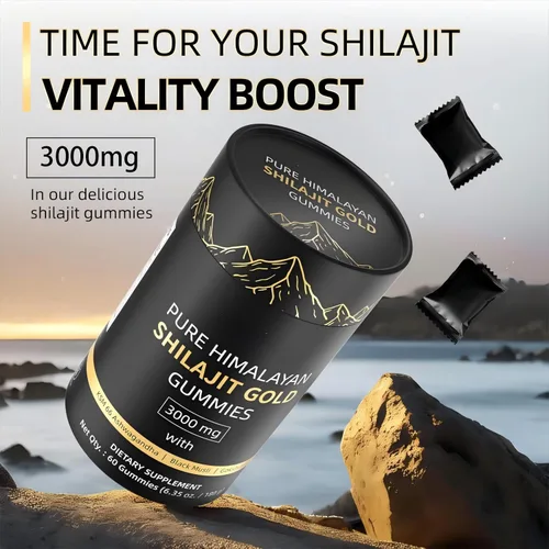 Vista 7 de Gomitas Shilajit del Himalaya de 3000 mg de oro para hombres y mujeres, orgánicas y naturales con más de 85 minerales esenciales y ácido fúlvico