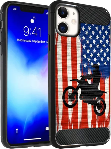 Vista 19 de CasesOnDeck - Funda compatible con Apple iPhone 11 / iPhone XI (2019) de 6.1 pulgadas, funda delgada de fibra de carbono TPU para acentuar arañazos